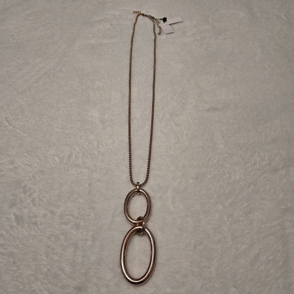 White House Black Market Rose Gold Oval Necklace